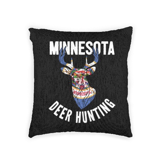 Minnesota Deer Hunting Buck Stag Hunter Woven Pillows