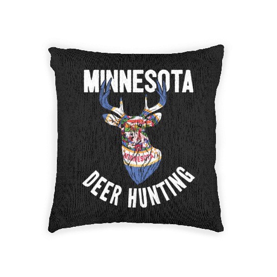 Minnesota Deer Hunting Buck Stag Hunter Woven Pillows