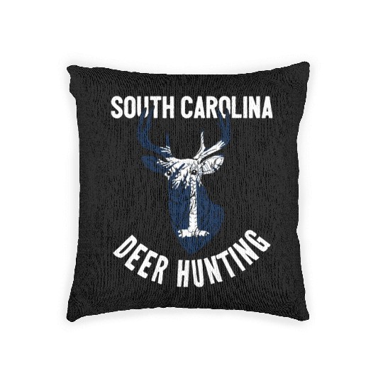 South Carolina Deer Hunting Buck Stag Hunter Woven Pillows