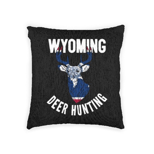 Wyoming Deer Hunting Buck Stag Hunter Woven Pillows