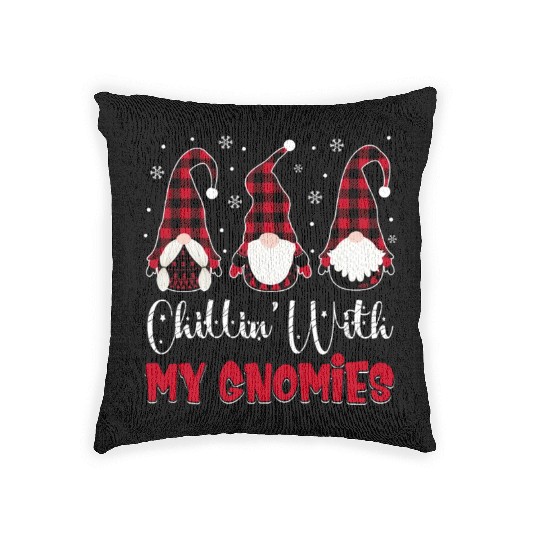 Friends Christmas Red buffalo plaid Chillin With Woven Pillows
