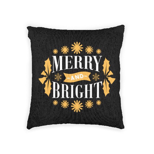 Merry And Bright Snowflakes Mistletoe Xmas Holiday Woven Pillows