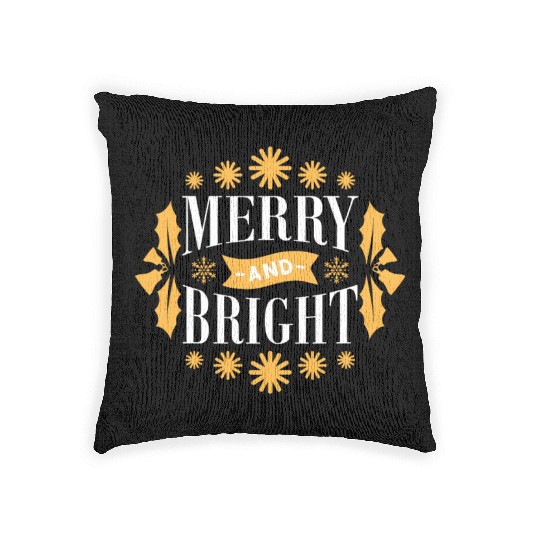 Merry And Bright Snowflakes Mistletoe Xmas Holiday Woven Pillows
