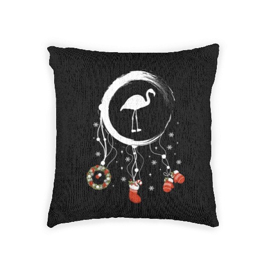 Winter dreamcatcher Christmas Flamingo Woven Pillows