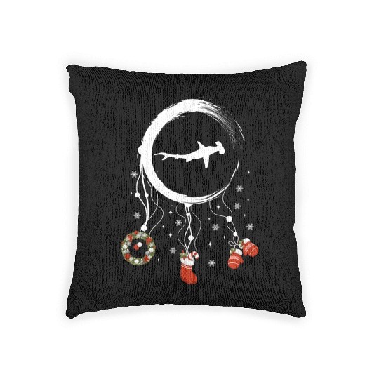 Winter dreamcatcher Christmas Hammerhead shark Woven Pillows