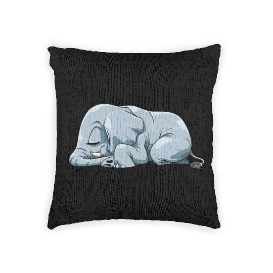 Cute Sleeping Elephant for a Elephant Lover Woven Pillows
