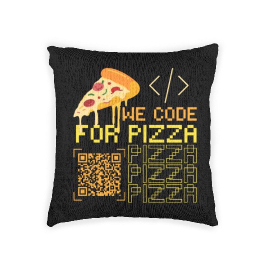 We Code For Pizza | Software Developer Memes Woven Pillows