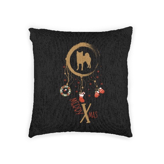 dog dreamcatcher Christmas Shiba Inu Woven Pillows