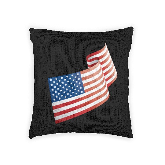 USA Flag In The Wind Woven Pillows