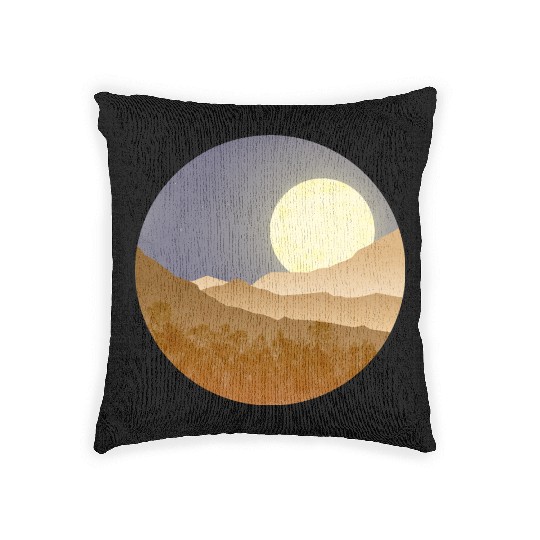 Nightscape with full moon Woven Pillows