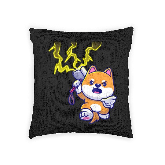 Cute Shiba Inu Dog of lightning Woven Pillows