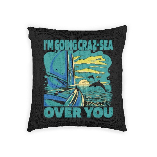 Sailing Sailor Dolphin Sunset Sailors Woven Pillows