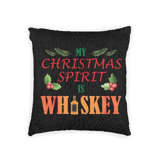 Christmas Spirit Whiskey Woven Pillows