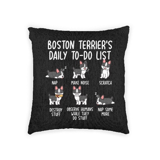 Boston Terrier Daily To Do List Woven Pillows