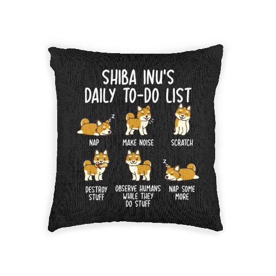 Shiba Inu Daily To Do List Woven Pillows