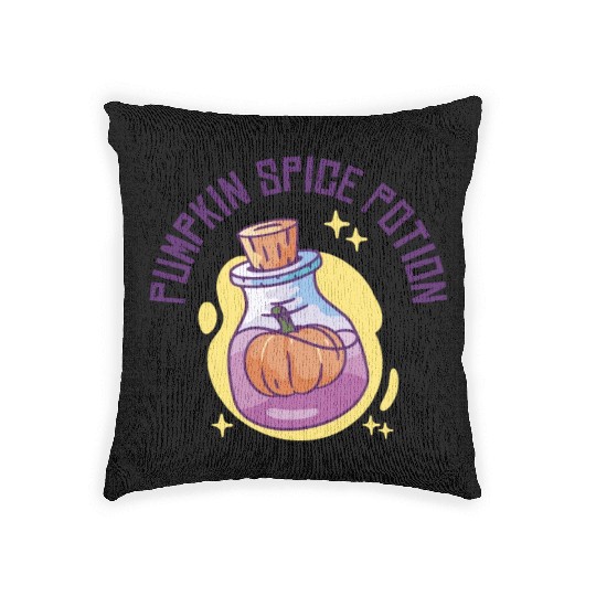 Pumpkin Spice Potion Coffee Enthusiast Halloween Woven Pillows