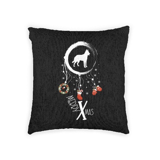 dog dreamcatcher Christmas Belgian Malinois Woven Pillows