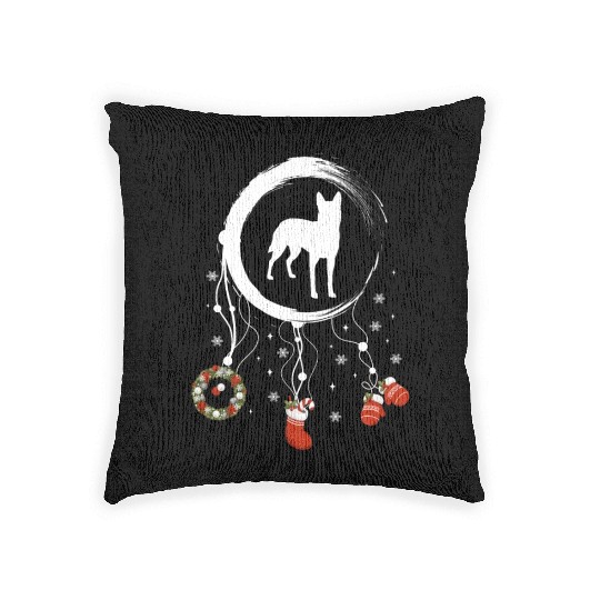 dog dreamcatcher Christmas Belgian Malinois Woven Pillows
