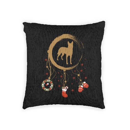 dog dreamcatcher Christmas Belgian Malinois Woven Pillows