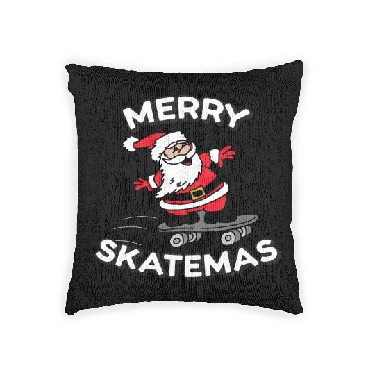 Merry Skatemas | Skateboard Christmas Print Woven Pillows