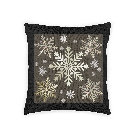 Beige Snowflakes Christmas Pattern Woven Pillows