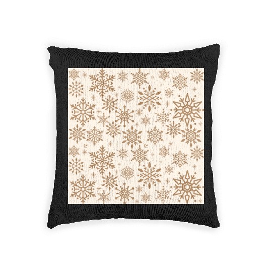 Beige Snowflakes Christmas Pattern Woven Pillows