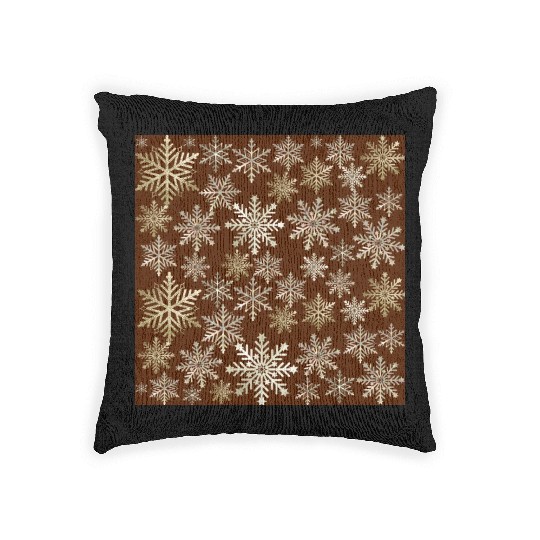 Beige Snowflakes Christmas Pattern Woven Pillows