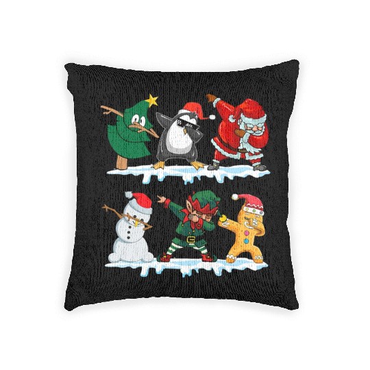 Dabbing Santa Elf Friends Funny Christmas Dabs Woven Pillows