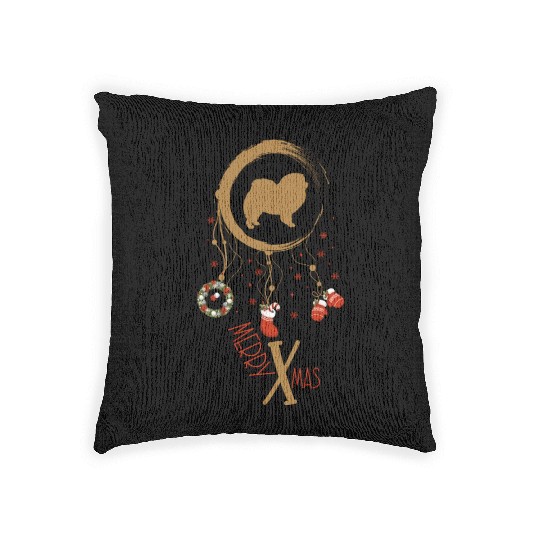 dog dreamcatcher Christmas Chow Chow Woven Pillows