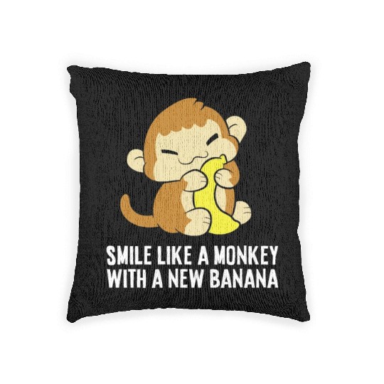Smile Like A Monkey With A New Banana Woven Pillows