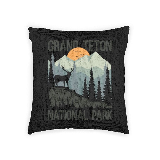 Grand Teton National Park Mountains Wilderness Woven Pillows