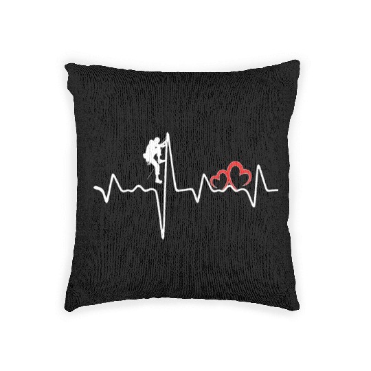 Rock Climbing EKG Heartbeat Love Mountain Climber Woven Pillows