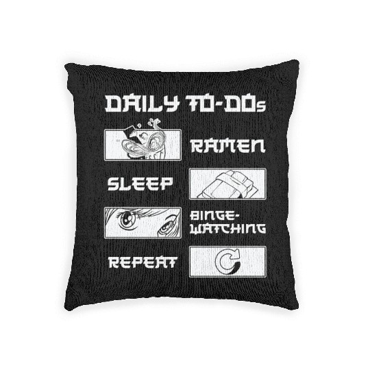 Movie Fan Daily Binge Watcher Ramen Lover Woven Pillows