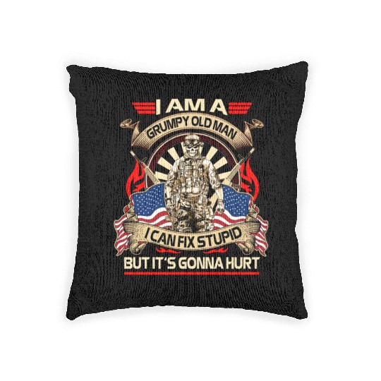 Afghanistan veteran Grumpy old man Woven Pillows
