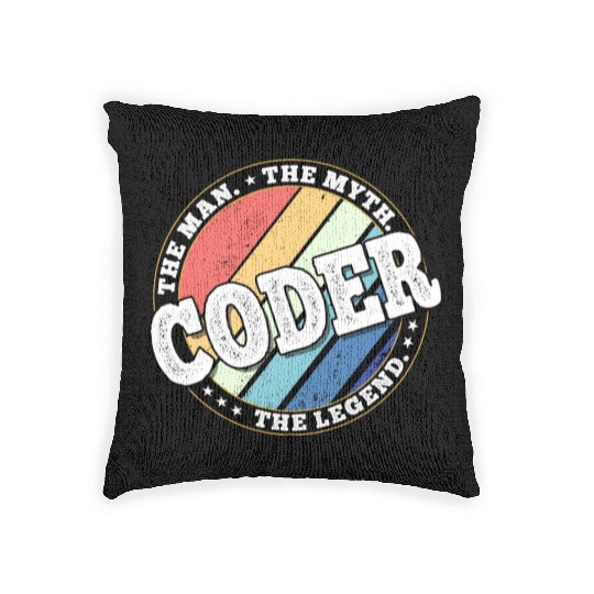 Coder. The man. The myth. The legend. Woven Pillows