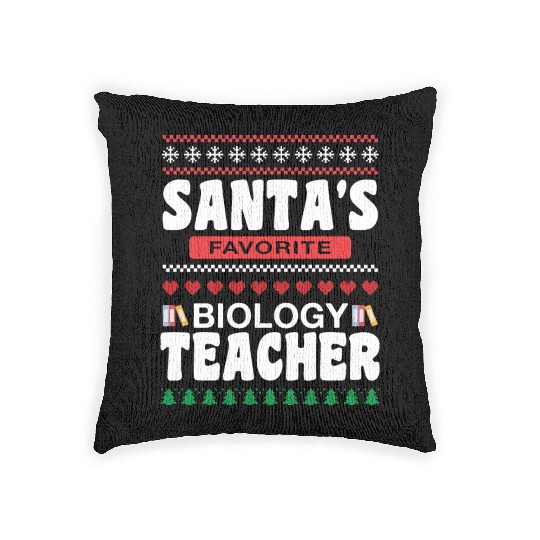 Santas Favorite Biology Teacher Woven Pillows