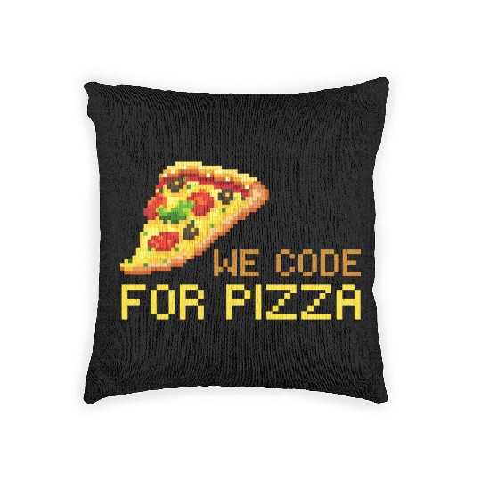 We Code For Pizza | Software Developer Meme Woven Pillows