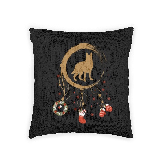 dog dreamcatcher Christmas German Shepherd Woven Pillows