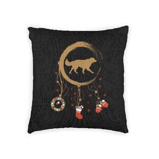 dog dreamcatcher Christmas Golden Retriever Woven Pillows