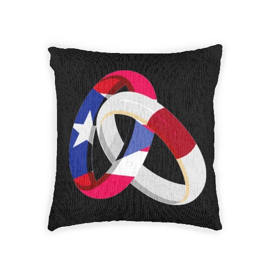 Puerto Rico Flag Japan Grown Ring Marriage Wedding Woven Pillows