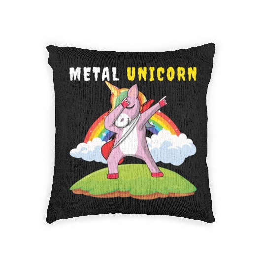 Dabbing Unicorn Rainbow Metal Music Heavy Rock Woven Pillows