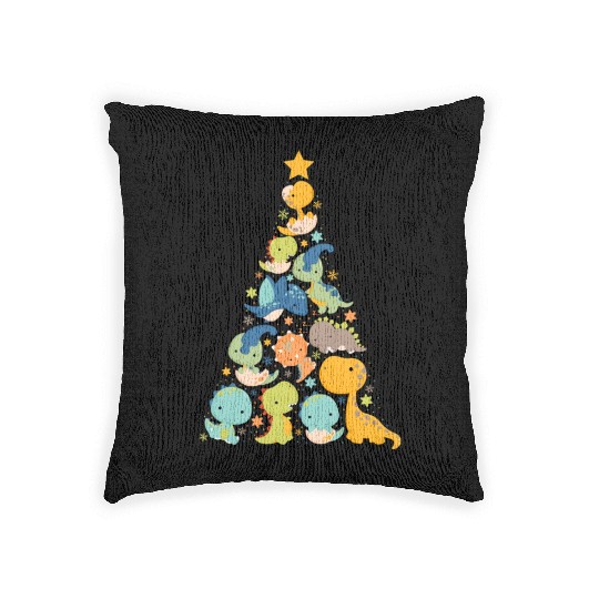 Dinosaur Christmas Tree Boys Girls Dino Lover Woven Pillows