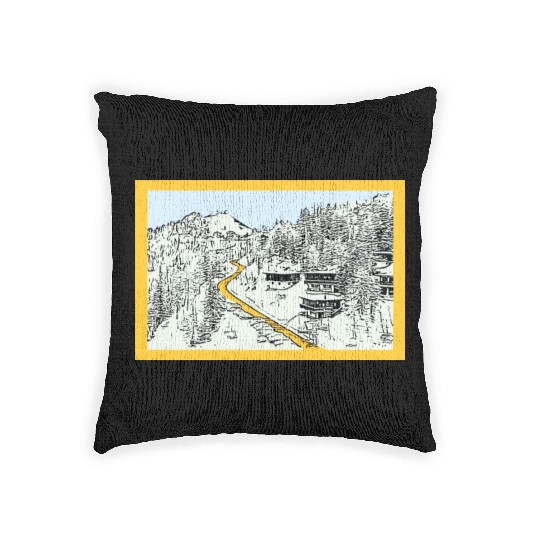 Graphic art design The road in the mountains Woven Pillows