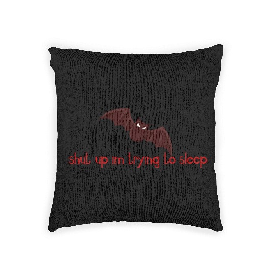 sleepy bat Woven Pillows