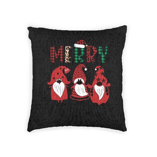 Xmas Merry Christmas Gnomes Santa Hat Woven Pillows