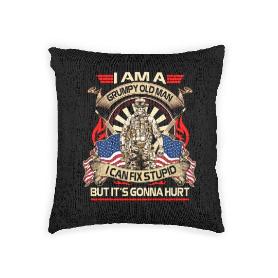 Afghanistan veteran Grumpy old man Woven Pillows