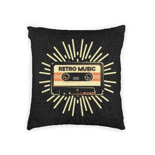 Retro Music Vintage Cassette Tape Lovers Woven Pillows