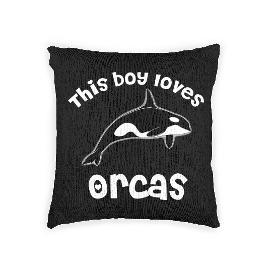 This Boy Loves Orcas Lover Funny Killer Whale Woven Pillows
