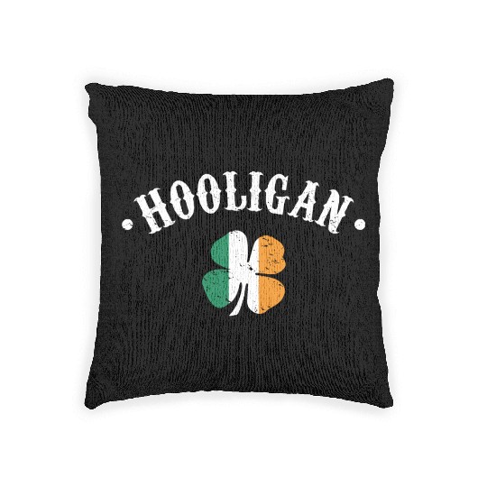 Hooligan St Patricks Day Irish Shamrock Flag Woven Pillows