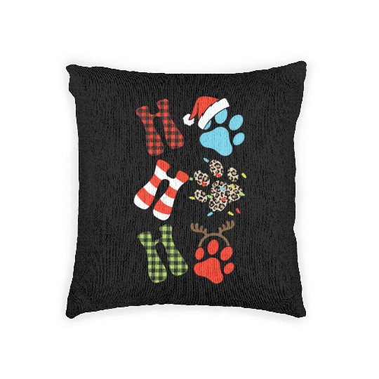 Xmas Christmas Ho Ho Ho Dog Paw Puppy Woven Pillows